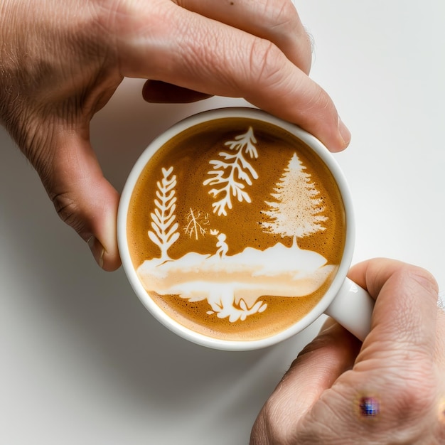 Persoon die een kopje koffie vasthoudt Warme kop koffie die door iemands hand wordt vastgehouden