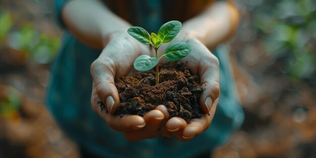 Persoon die een plant vasthoudt