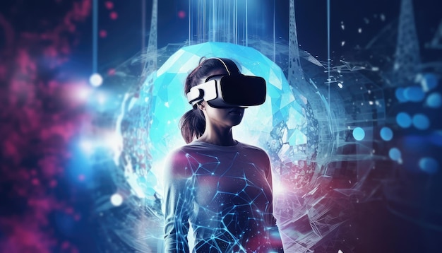 Persoon die een virtual reality-bril of een VR-headset draagt en in virtual reality speelt