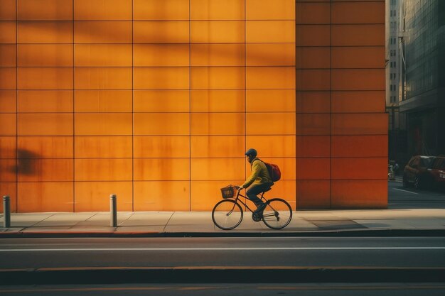 Persoon die fietst in stedelijke stadsbeeld Generatieve AI