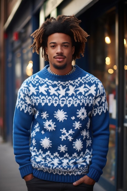 Foto persoon die geïsoleerde kerstmis lelijke trui draagt generatieve ai