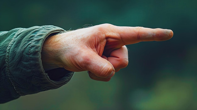 Persoon die met zijn hand naar iets wijst