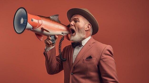 persoon met een mega-telefoon met achtergrond