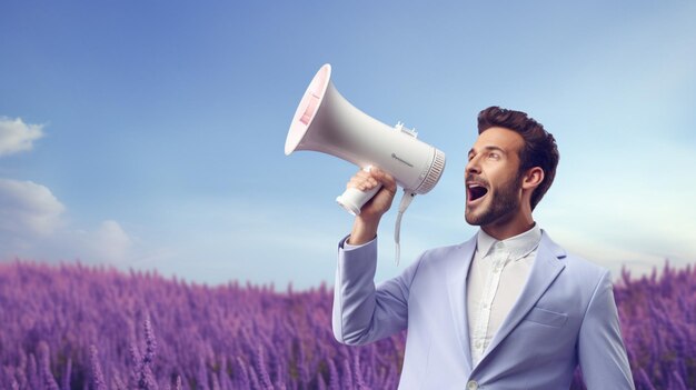 Foto persoon met een mega-telefoon met achtergrond