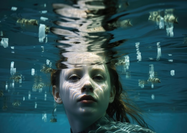 Foto persoon vrouw blauw zwembad schoonheid water onder water jonge blanke vrouw