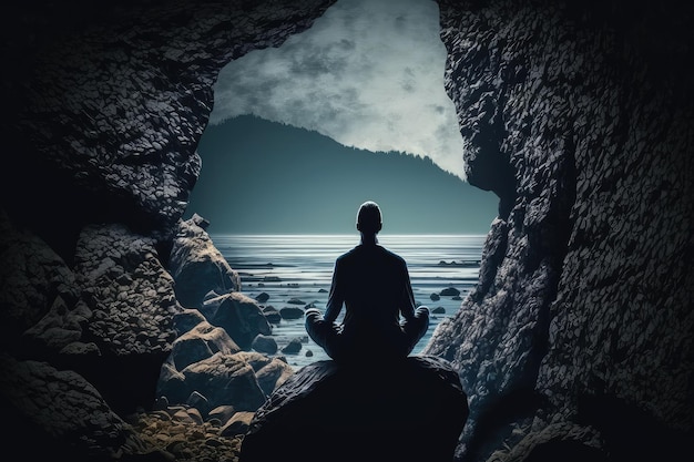 Persoon zit in innerlijke stilte en vrede tijdens meditatie