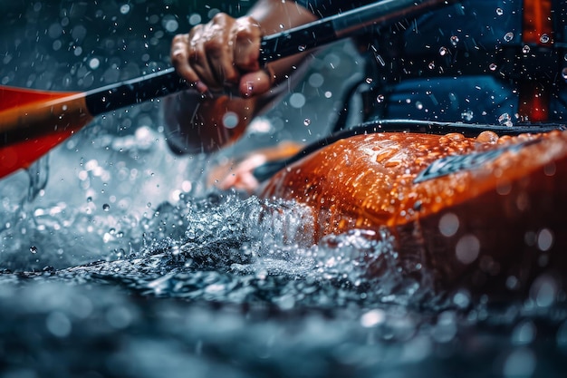 Persoonlijk kajakken van dichtbij in het water