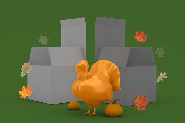 Foto perspectiefzijde van dozen op achtergrond met thanksgiving-thema