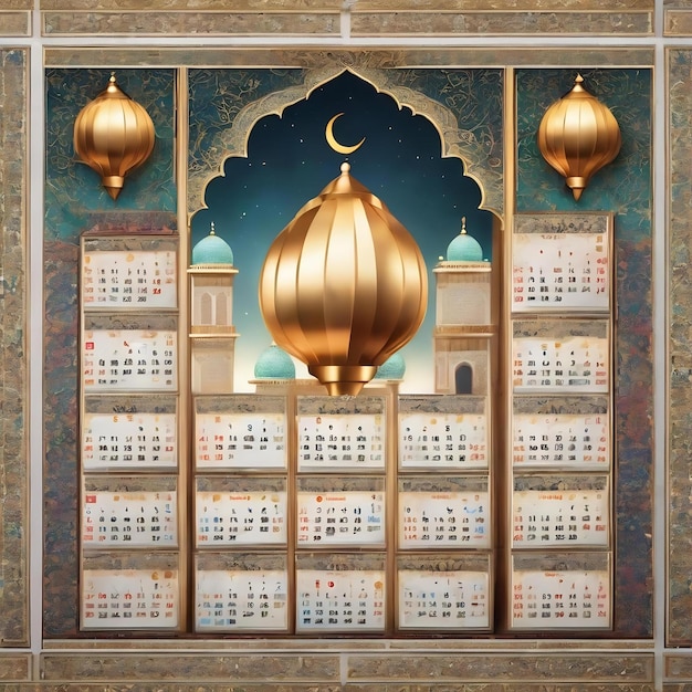 Perspectieve kant van de Ramadan-kalender op witte achtergrond