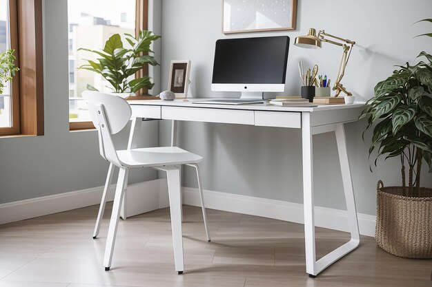 Perspective home desk white frame