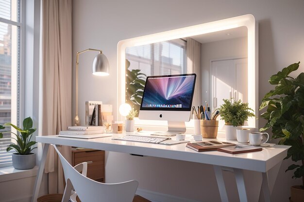 Perspective home desk white frame