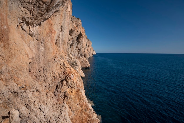 Perspective of mediterranean rocky coastline Altea Spain