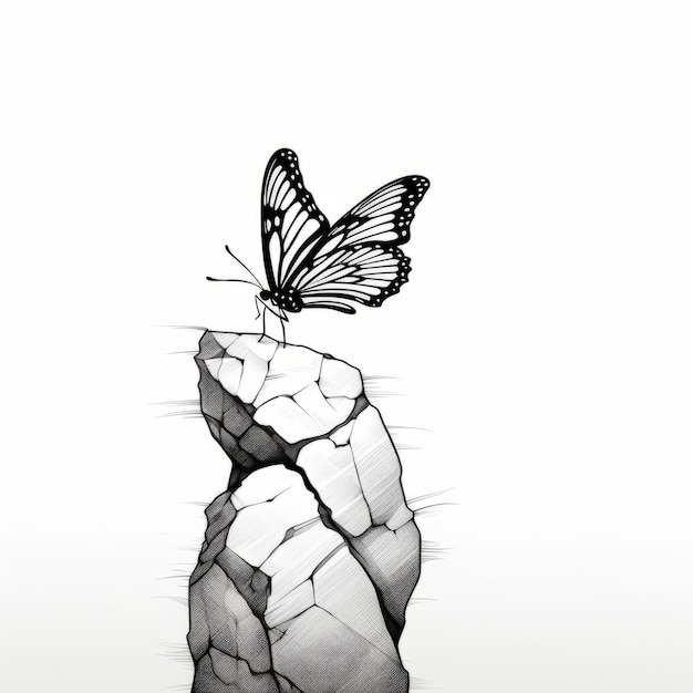 Фото Пеперушка, сидящая на карсте, изображена с перспективы