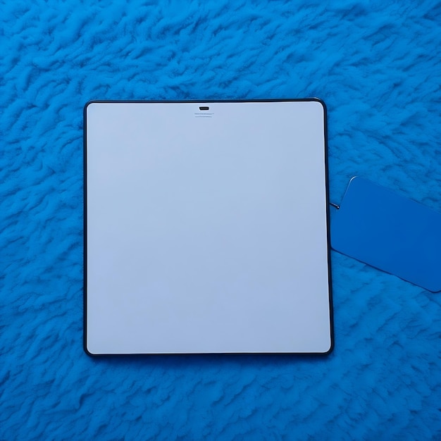 Perspective view on blank white digital tablet screen with space for logo brand or web