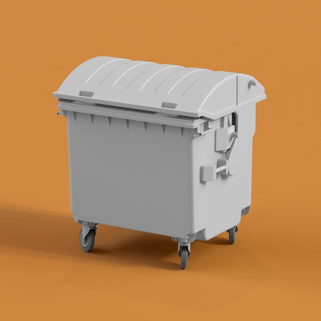 Perspective View of Single 4 Wheeled Recycling Garbage Container