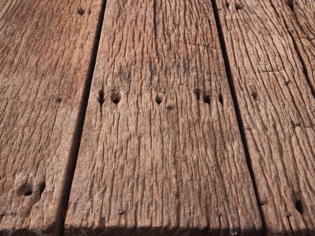 Perspective view at wooden boardwalk