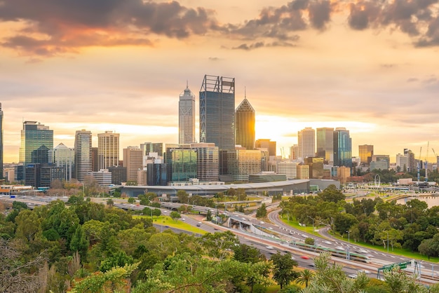 Perth downtown city skyline cityscape of Australia