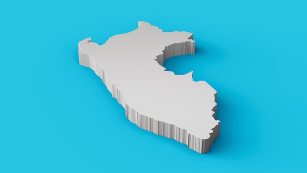 Peru 3D map Geography Cartography and topology map 3D illustration
