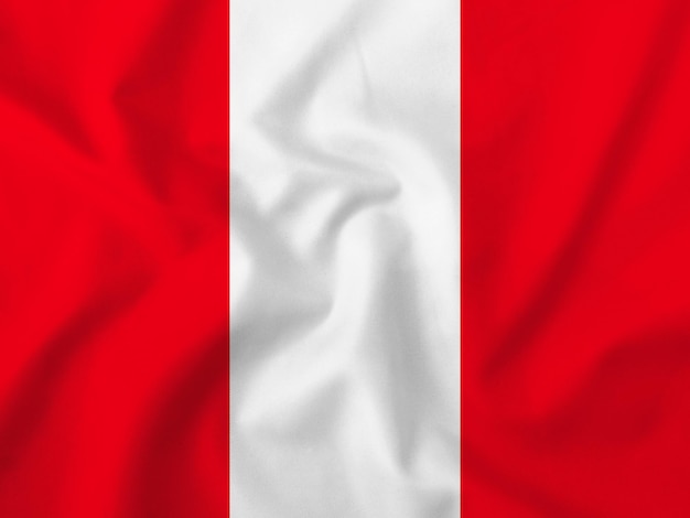Photo peru country flag on fabric background