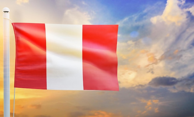 Peru country flag, isolated 3d waving flag