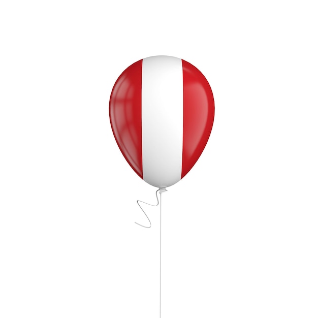 Воздушный шар с флагом Перу на веревочке 3D рендеринг