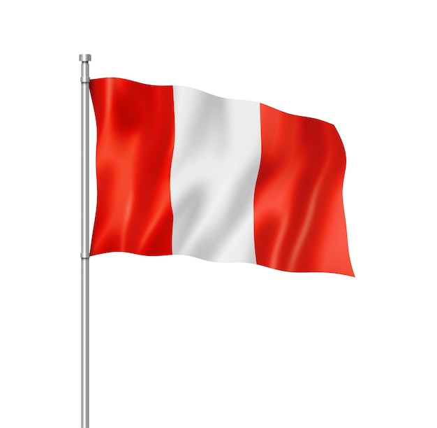 Peru flag, three dimensional render, isolated on white