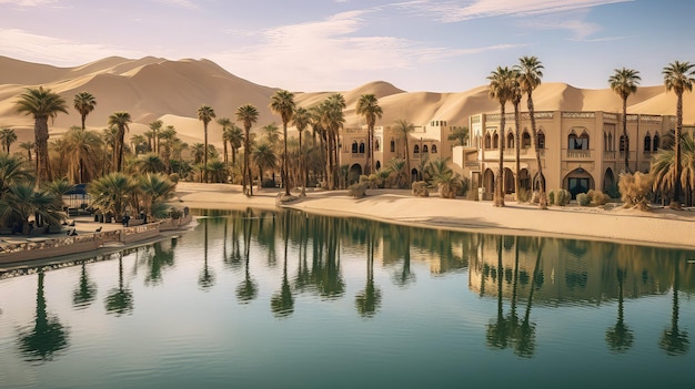 Photo peru peruvian desert oasis illustration huacachina ica landscape travel nature dry peru peruvian desert oasis