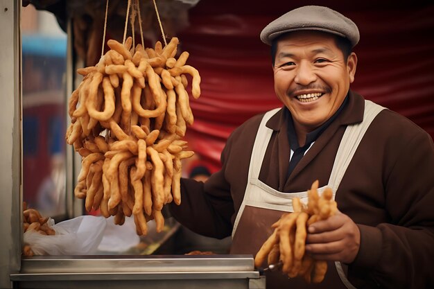 Foto peruaanse churros verkoper