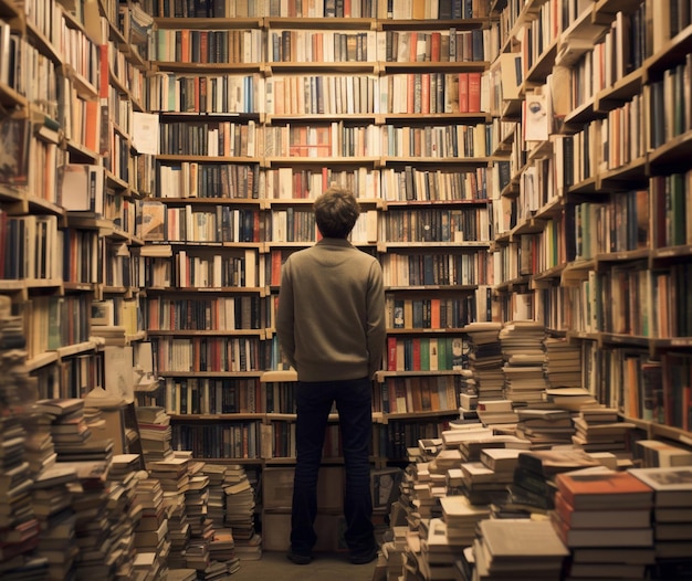 Perusing the shelves of a used bookstore