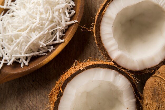 Peruvian cocadas. traditional coconut dessert on wooden background