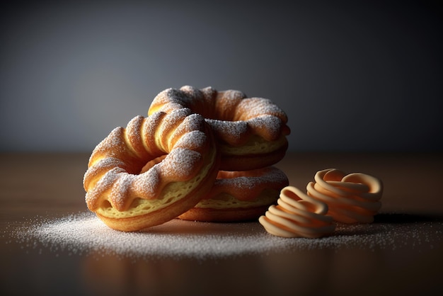 Peruvian doughnuts sprinkled with powdered sugar Generative AI