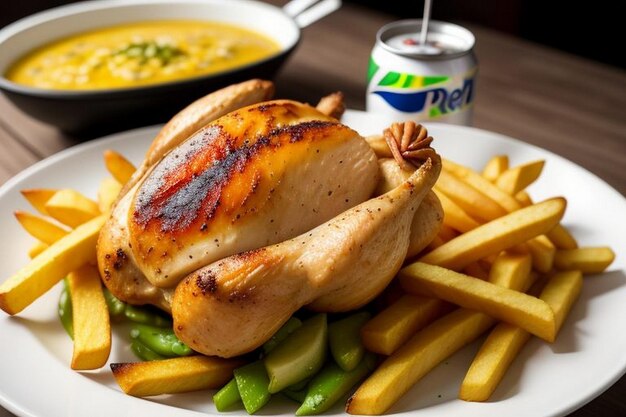 Foto cibo peruviano pollo a la brasa pollo arrosto