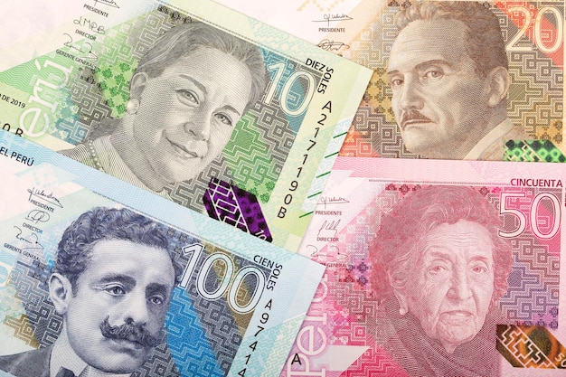 Peruvian money a business background from new series of banknotes