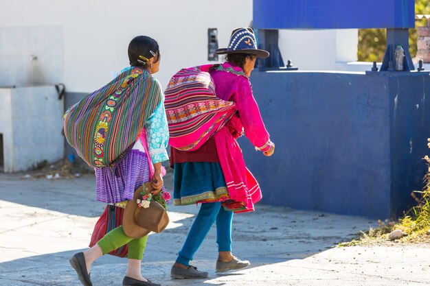 Peruvian people in city street