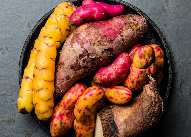 Peruvian raw ingredients in a tray