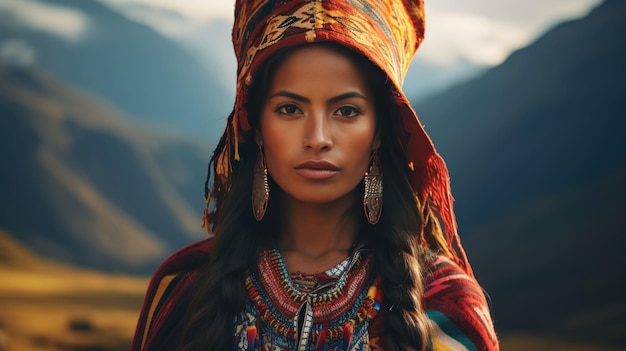 A Peruvian woman in Andean attire