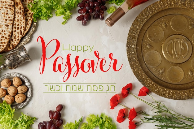 Photo pesach celebration concept jewish passover holiday top view