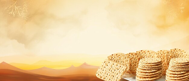 Photo pesach passover with matzah holiday poster with