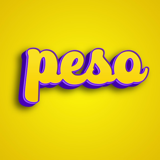 Peso typografie 3d ontwerp geel roze witte achtergrond foto jpg.