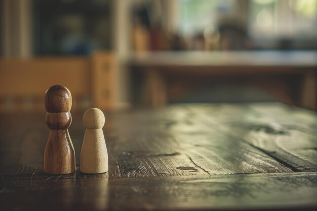 Pesten op de werkplek pesterij en eenzaamheid concept Houten beeldjes op een bureau