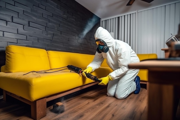 Pesticide sofa pest control cockroach termite insect uniform exterminator kill Generative AI