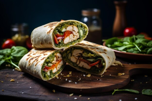 Pesto Chicken and Roasted Vegetable Wrap