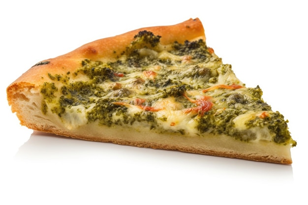 Pesto Pizza Pizza Slice On A White Background Generative AI