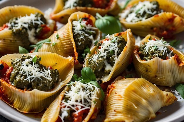 Photo pesto and ricotta stuffed shells