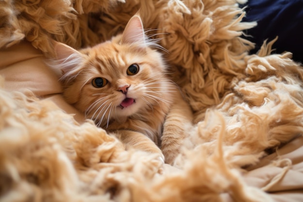 Pet bedding strewn with loose fur