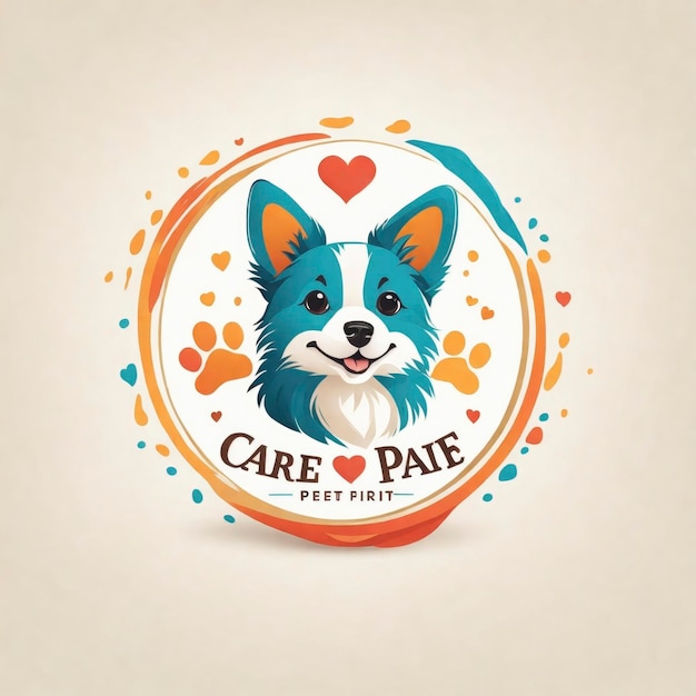 Photo pet care and grooming theme flat design vector logo