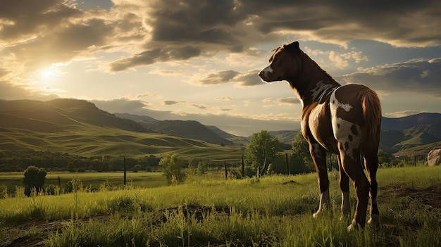 Photo pet cow horse dog