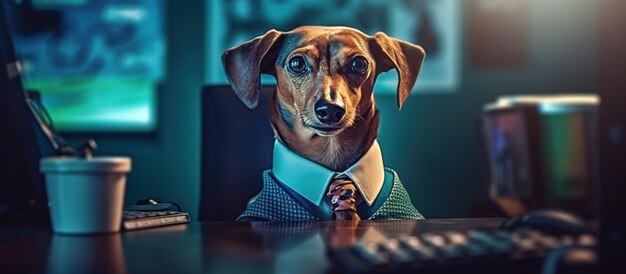 Pet Dachshund Dog Dress business Generative AI