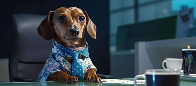 Photo pet dachshund dog dress business generative ai