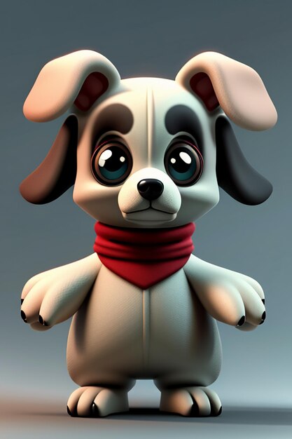 Pet dog 3d rendering cartoon illustration anime style wallpaper background creative design